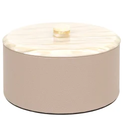 Kelly Medium Cylindrical Beige Box with Lid