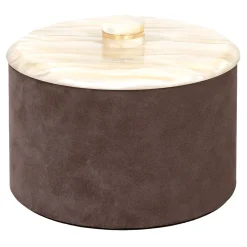 Kelly Small Cylindrical Brown Box with Lid