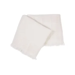 Kimberly Cream 100% Cashmere Double Plaid with side short fringes