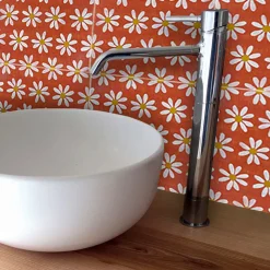 Kimeya Red Margherita Set of 4 Tiles by Vincenzo Messina