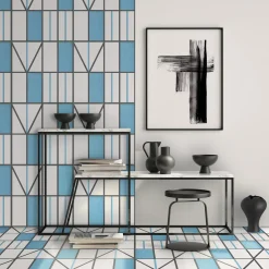 La Facciata Geometric Motif Light Blue Ceramic Tile