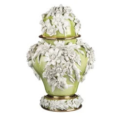 La Terra Floral Green & White Potiche by Antonio Fullin