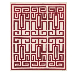 Labirinto Red & White Wool Rug by Gio Ponti