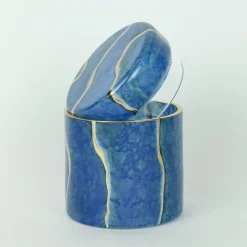Lapis Lazuli Glass Jar with Lid