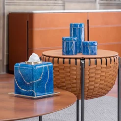 Lapis Lazuli Glass Jar with Lid