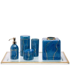 Lapis Lazuli Glass Jar with Lid