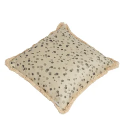 Large Black and White Fringed Cushion