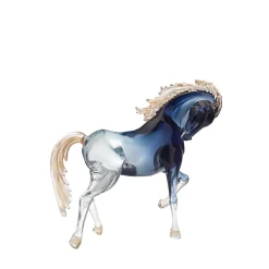 Large Black Glass Prancing Horse