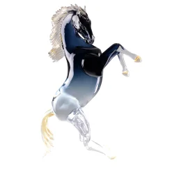 Large Black Glass Rearing Horse