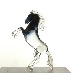 Large Black Glass Rearing Horse