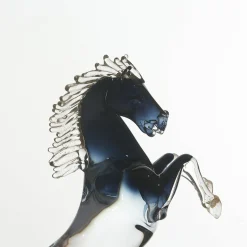 Large Black Glass Rearing Horse