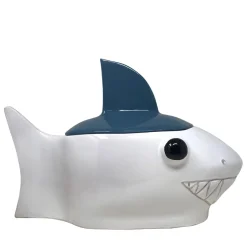 Large Blue-Gray and White Shark Container with Lid