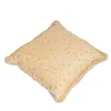 Large Cream and Yellow Fringed Cushion