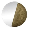 Large Eclisse Round Mirror Decorated with Bronze Troweled Resin