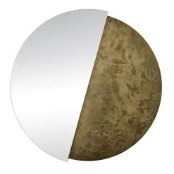 Large Eclisse Round Mirror Decorated with Bronze Troweled Resin