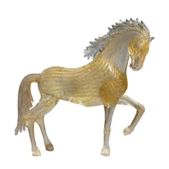 Large Gold Glass Prancing Horse