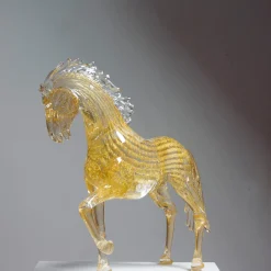 Large Gold Glass Prancing Horse