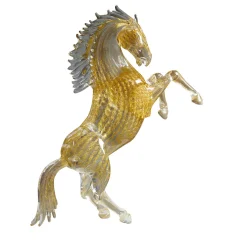 Large Gold Glass Rearing Horse