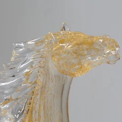 Large Gold Glass Sitting Horse