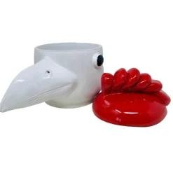 Large Red and White Bird Container with Lid