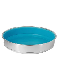 Large Round Turquoise Silverplated Catchall Bowl