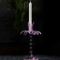 Las Palmas Large Pink Blown Glass Candle Holder