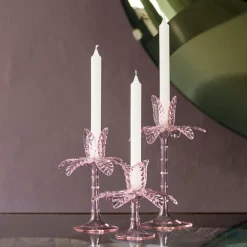 Las Palmas Large Pink Blown Glass Candle Holder