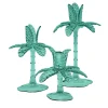Las Palmas Set Of 3 teal blown glass Candle Holders