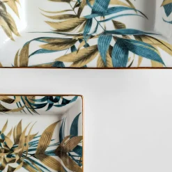 Las Palmas set of porcelain Ashtray and Vide-Poche with palms