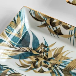 Las Palmas set of porcelain Ashtray and Vide-Poche with palms