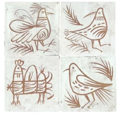 Le Pavoncelle Vallauris Set of 4 Tiles