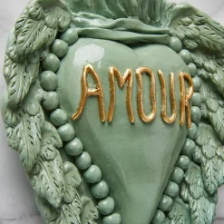 LE TEMPS DE L'AMOUR TEAL CERAMIC HEART