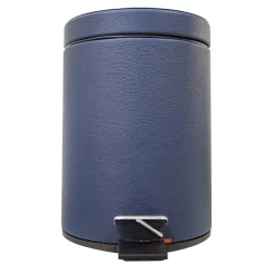 Leather Bin with Lid in Blue
