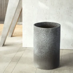 Lerici Cylindrical White-Speckled Gray Ceramic Vase