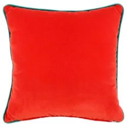 Light Blue and Red Carrè Cushion in polka dots jacquard fabric