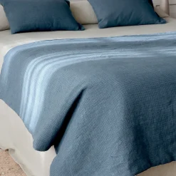 Light Blue Dotted Linen Blanket