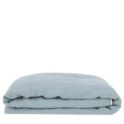 Light Blue Linen Blanket with Piping