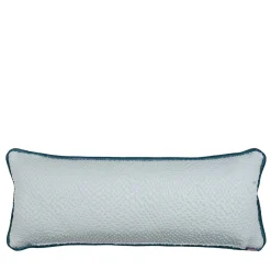 Light Blue Longue Cushion in Jacquard Fabric and Linen Velvet