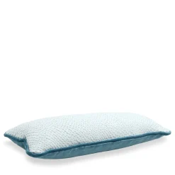 Light Blue Longue Cushion in Jacquard Fabric and Linen Velvet