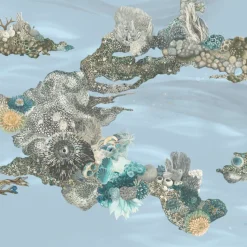 Light Blue Patch Reef Polyester Wallcovering Fabric