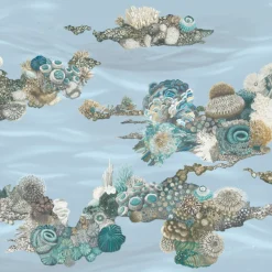 Light Blue Patch Reef Polyester Wallcovering Fabric