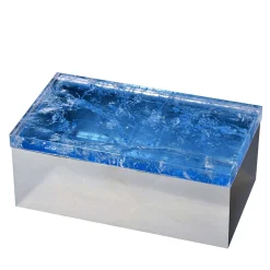 Light Blue Quartz Brass Box