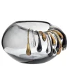 Like a Bowl Gray Glass Decorative Vase with Drops