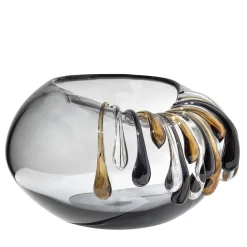 Like a Bowl Gray Glass Decorative Vase with Drops