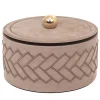 Lily Medium Cylindrical Taupe Box with Lid
