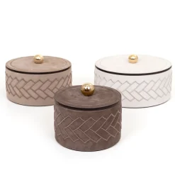 Lily Small Cylindrical Brown Box with Lid