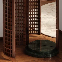 Limited Edition Carabottino Collection Walnut and Verde Alpi Marble Floor Mirror