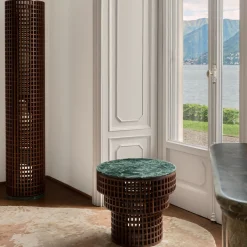 Limited Edition Carabottino Collection Walnut and Verde Alpi Marble Floor Mirror