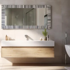 Lines Rectangular Striped Polychrome Murano Glass Mirror