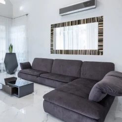 Lines Rectangular Striped Polychrome Murano Glass Mirror